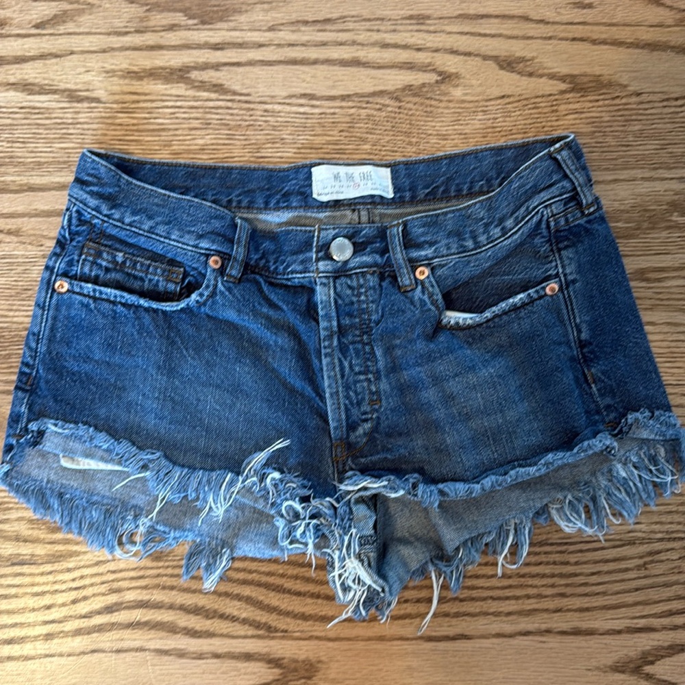 Free People distressed jean shorts